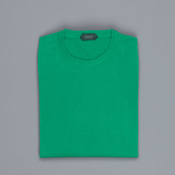 Zanone Crew neck crepe cotton sweater verde foglia