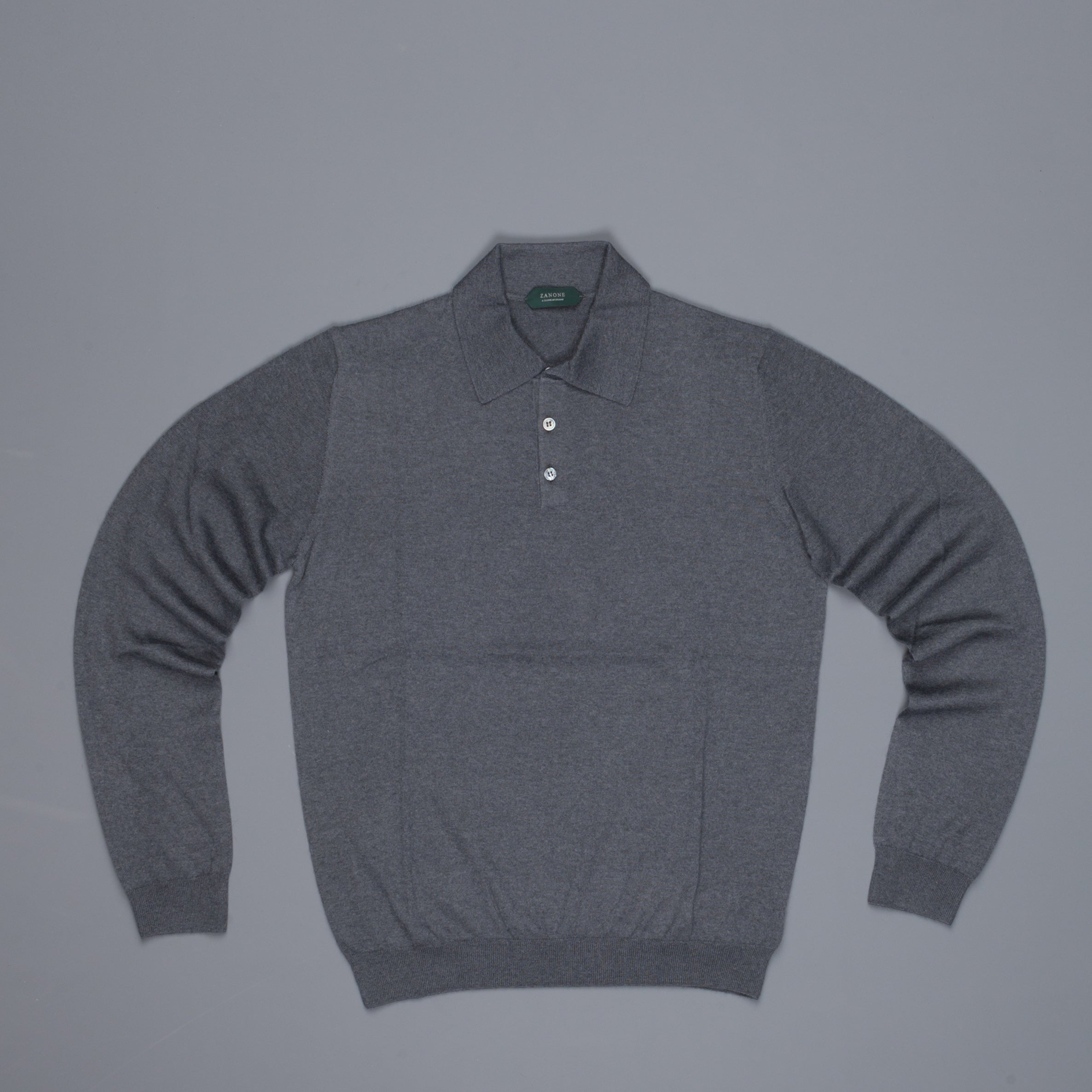 Zanone Cashmere Polo Dark Grey