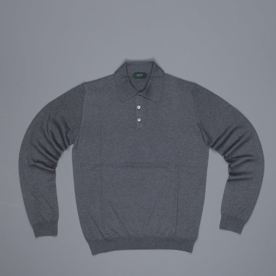 Zanone Cashmere Polo Dark Grey