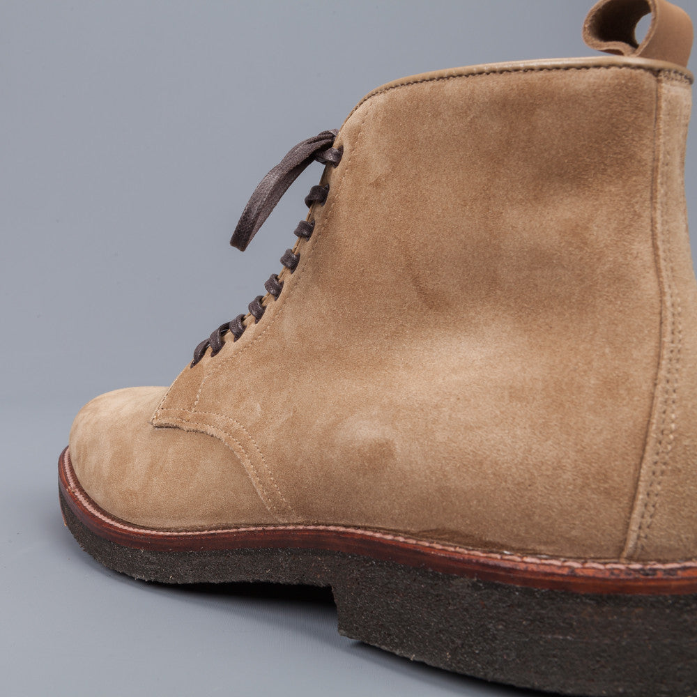 Alden Tan suede plain toe boot on crepe