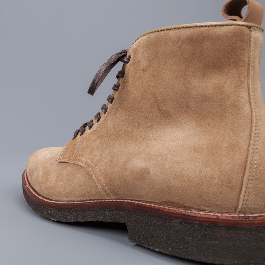 Alden Tan suede plain toe boot on crepe