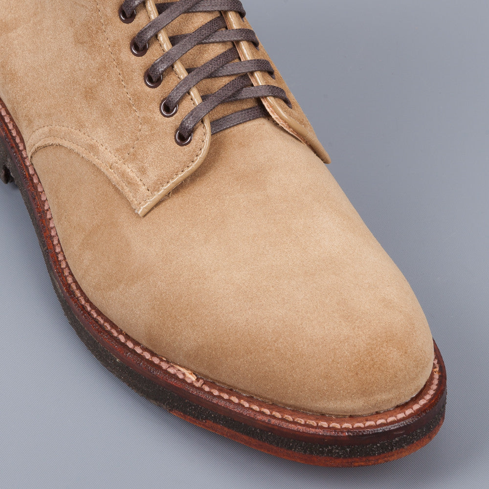Alden Tan suede plain toe boot on crepe