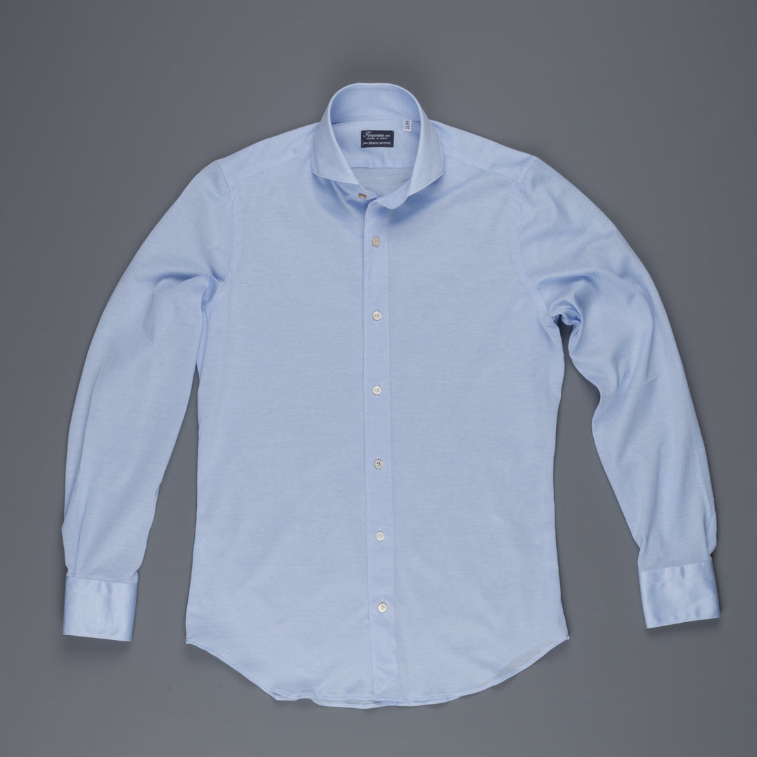 Finamore Toronto shirt Sergio Collar in Fine Jersey Pique Blue