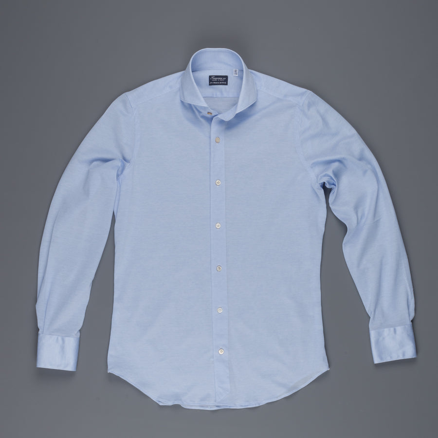 Finamore Toronto shirt Sergio Collar in Fine Jersey Pique Blue