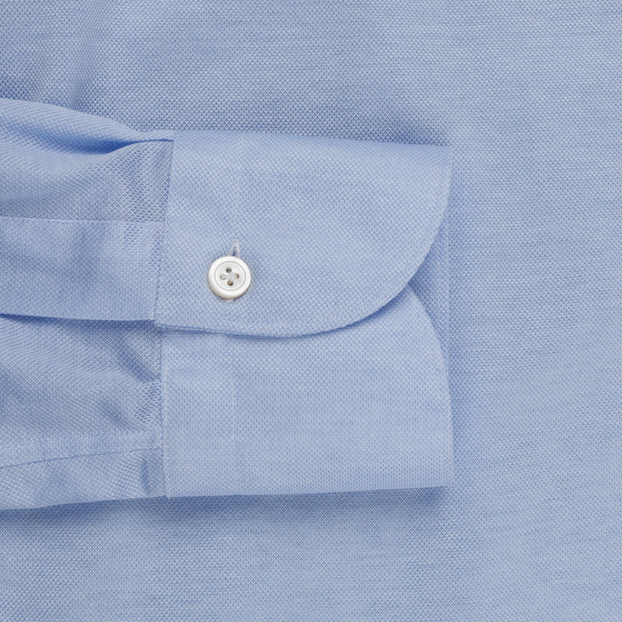 Finamore Toronto shirt Sergio Collar in Fine Jersey Pique Blue