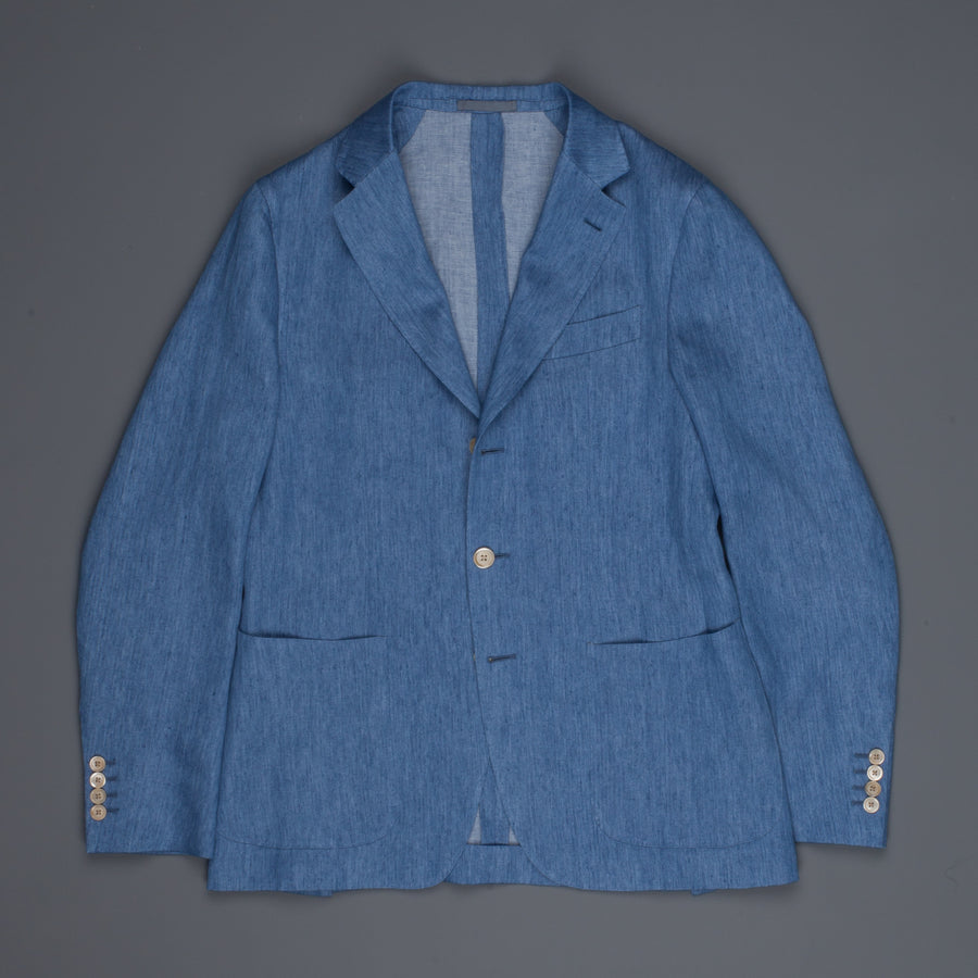Caruso Butterfly GZE jacket blu denim linen