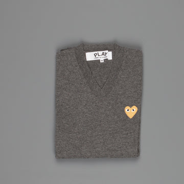 Comme des Garçons PLAY Mens Pullover Gold Heart Charcoal
