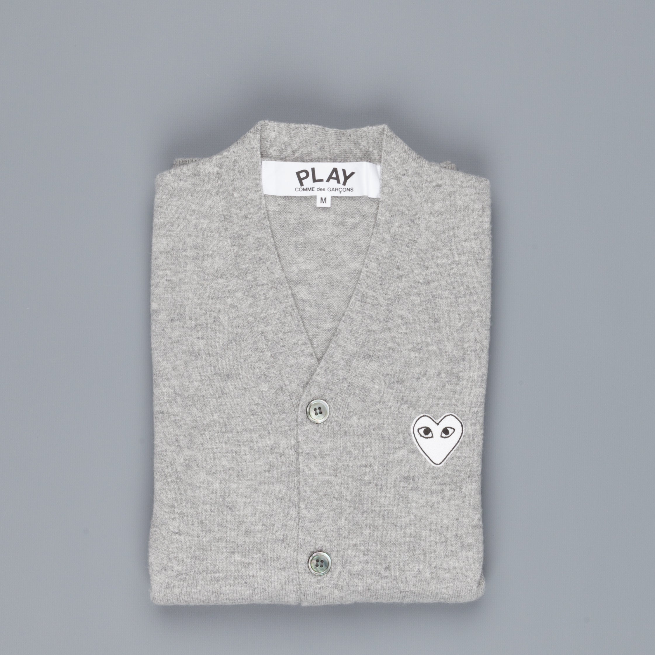 Comme des Garçons PLAY Cardigan Light Grey White Heart