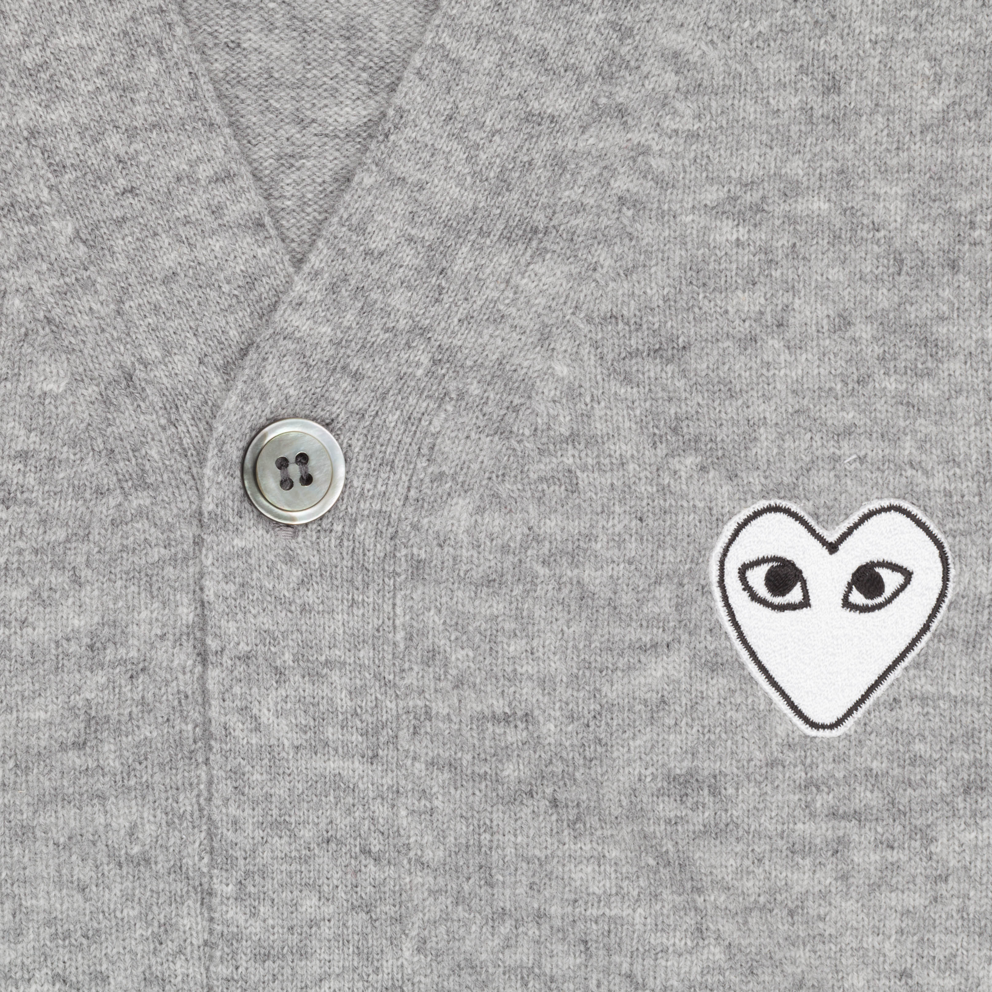 Comme des Garçons PLAY Cardigan Light Grey White Heart