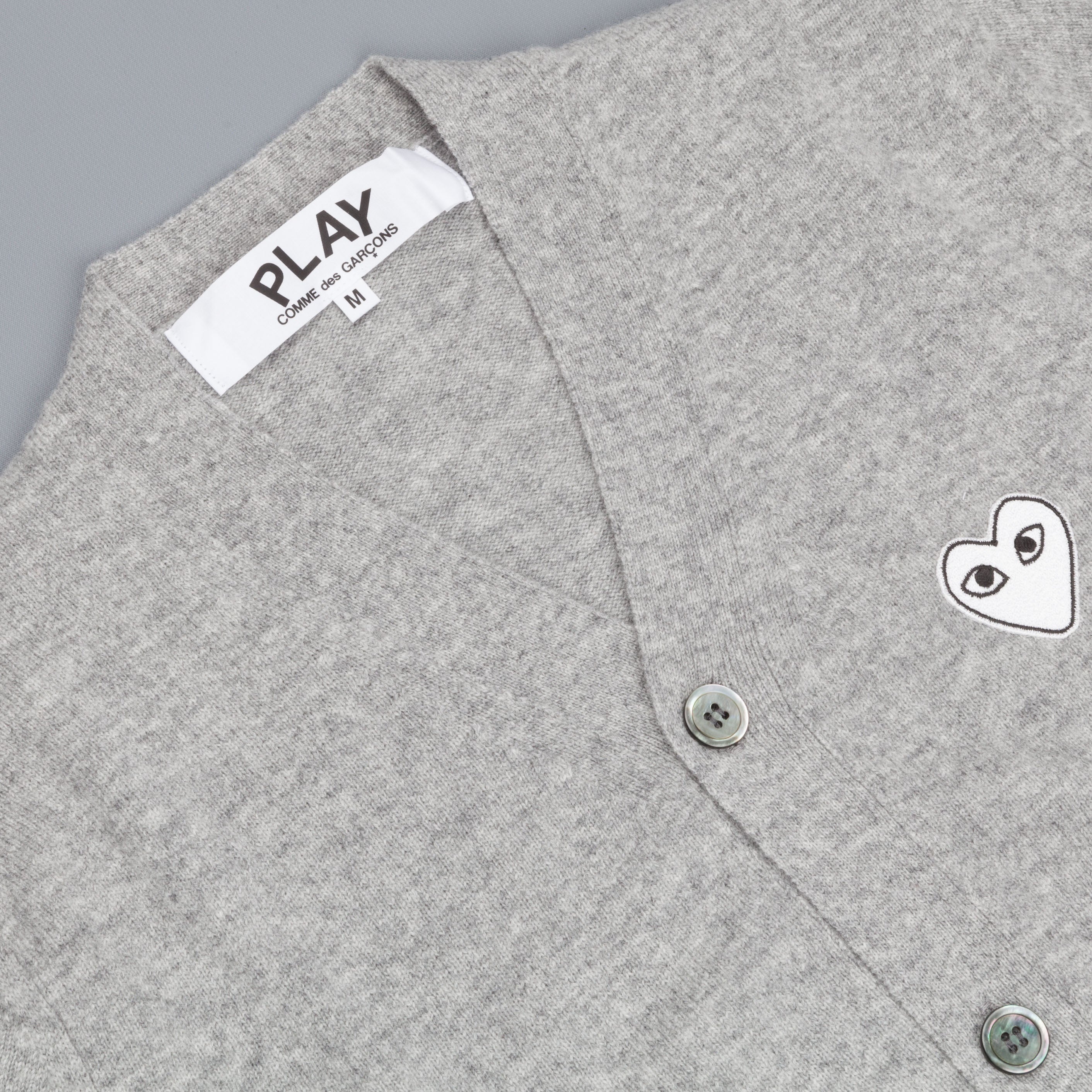 Comme des Garçons PLAY Cardigan Light Grey White Heart
