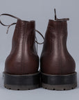 Alden Straight perforated cap toe boot in brown country calf grained leather