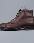 Alden Straight perforated cap toe boot in brown country calf grained leather