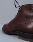 Alden Straight perforated cap toe boot in brown country calf grained leather