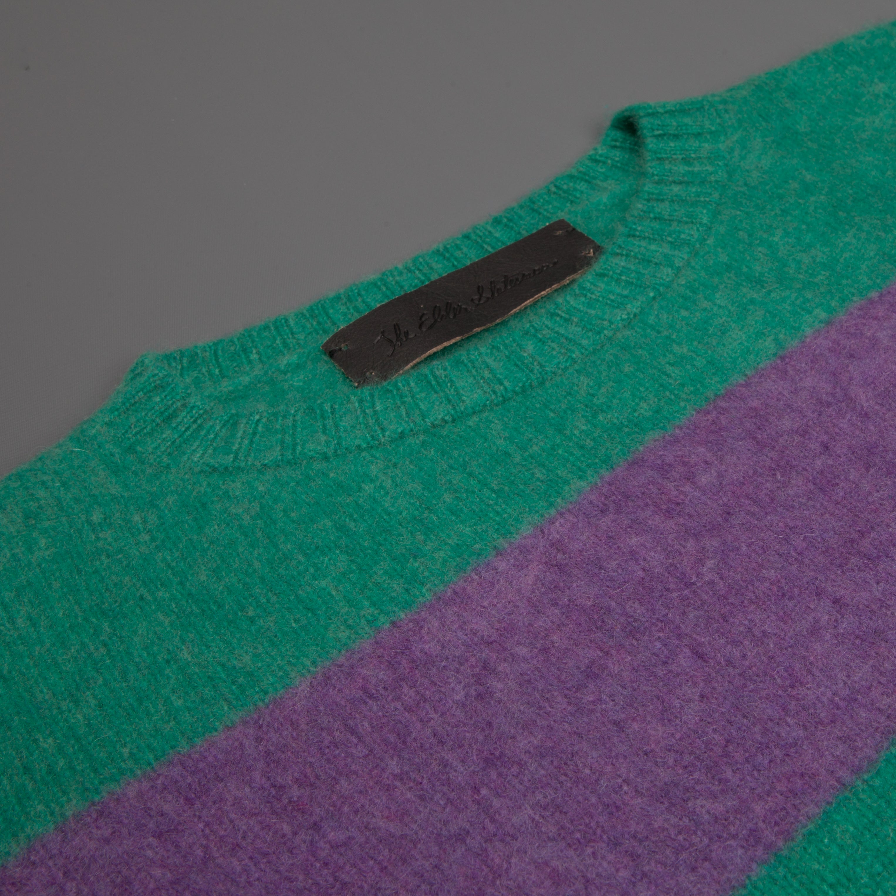 The Elder Statesman  @ Frans Boone Cashmere striped Racing Crew Unisex sweater Turquoise Amethyst
