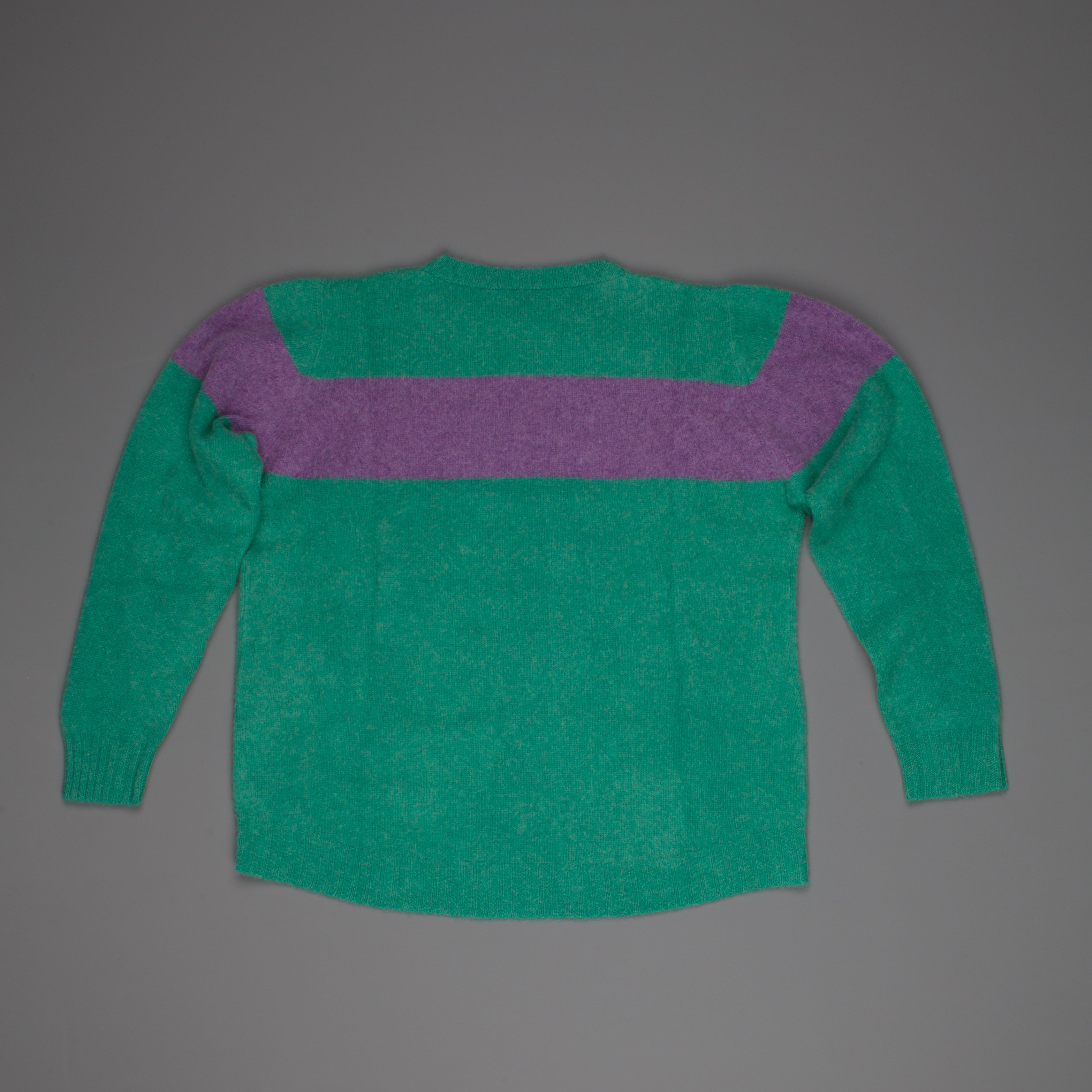 The Elder Statesman  @ Frans Boone Cashmere striped Racing Crew Unisex sweater Turquoise Amethyst