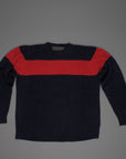 The Elder Statesman  @ Frans Boone Cashmere striped Racing Crew Unisex sweater Navy Red