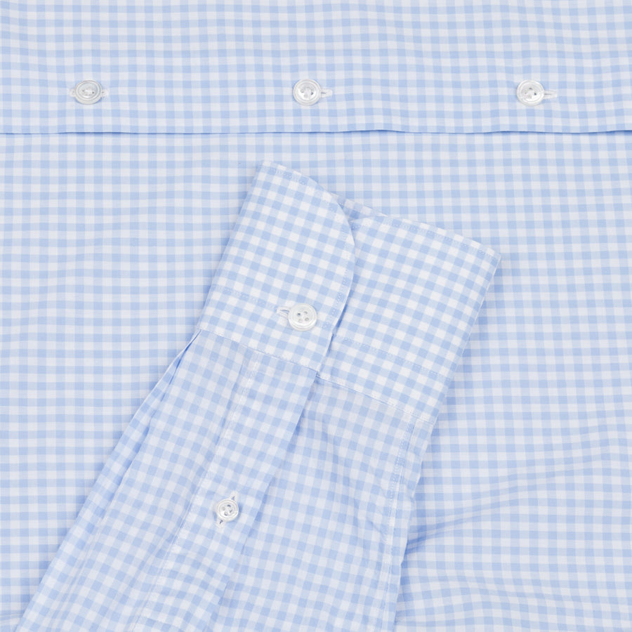 Finamore Milano Sergio collar blue vichy shirt