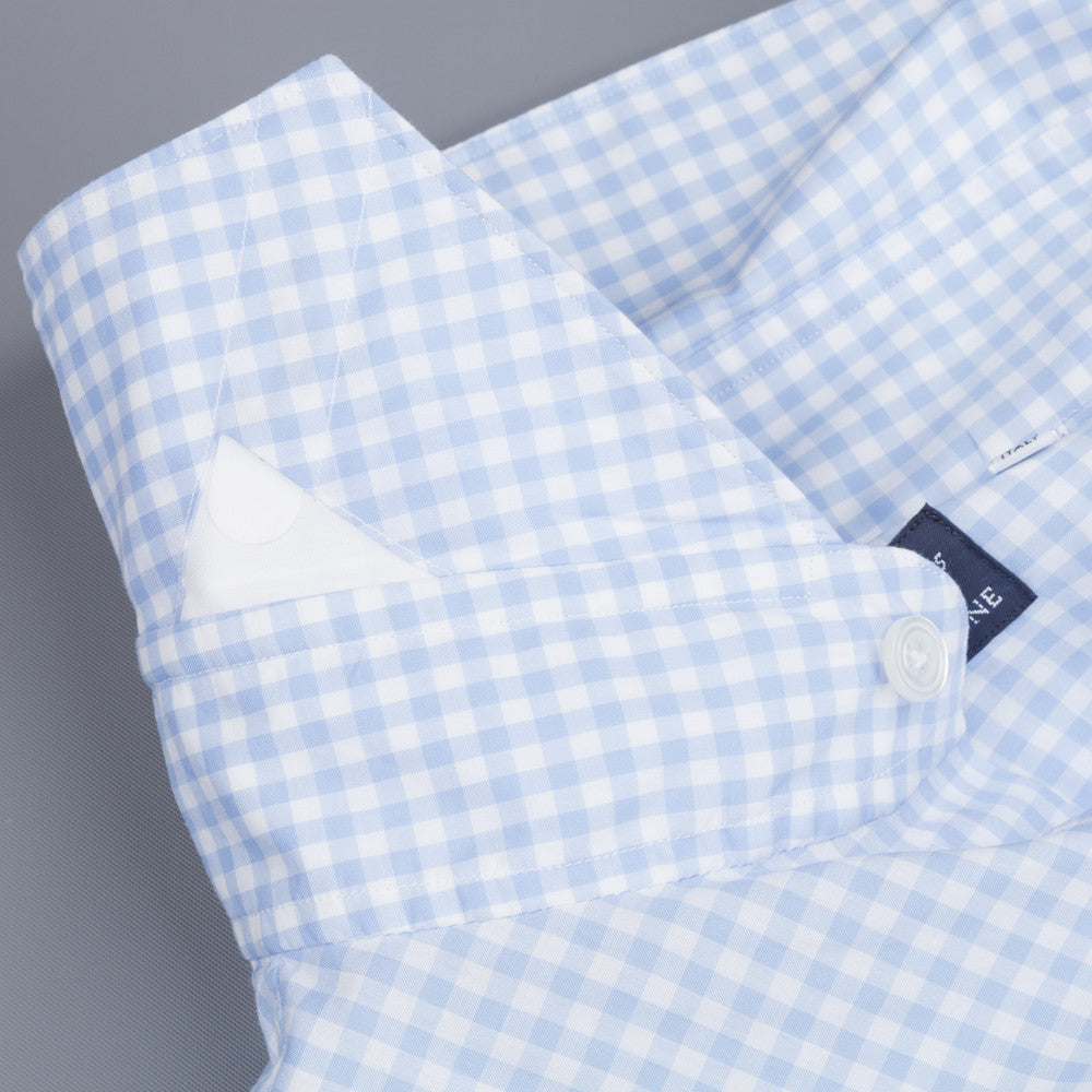 Finamore Milano Sergio collar blue vichy shirt