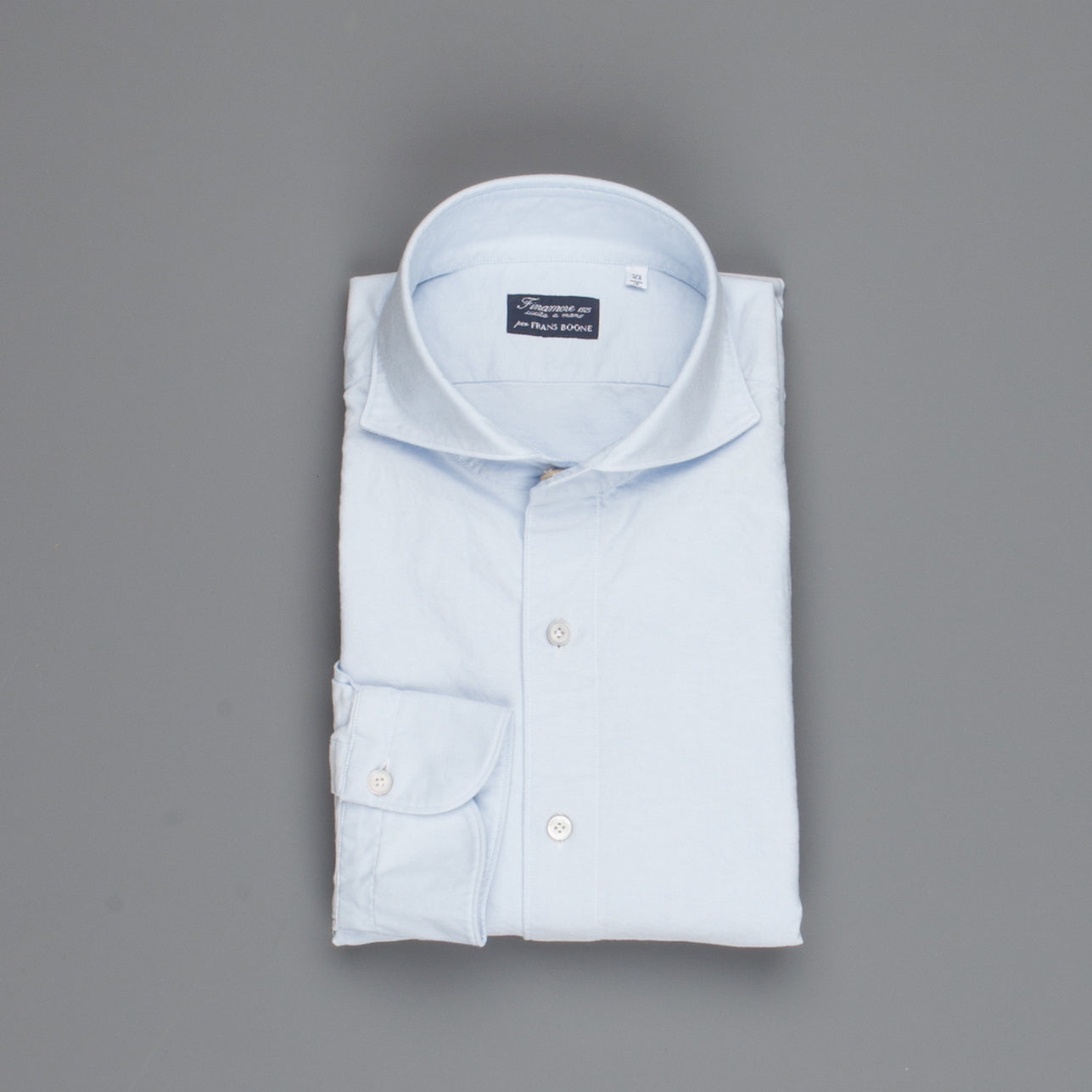 Finamore washed Gaeta shirt Sergio collar brushed oxford blue