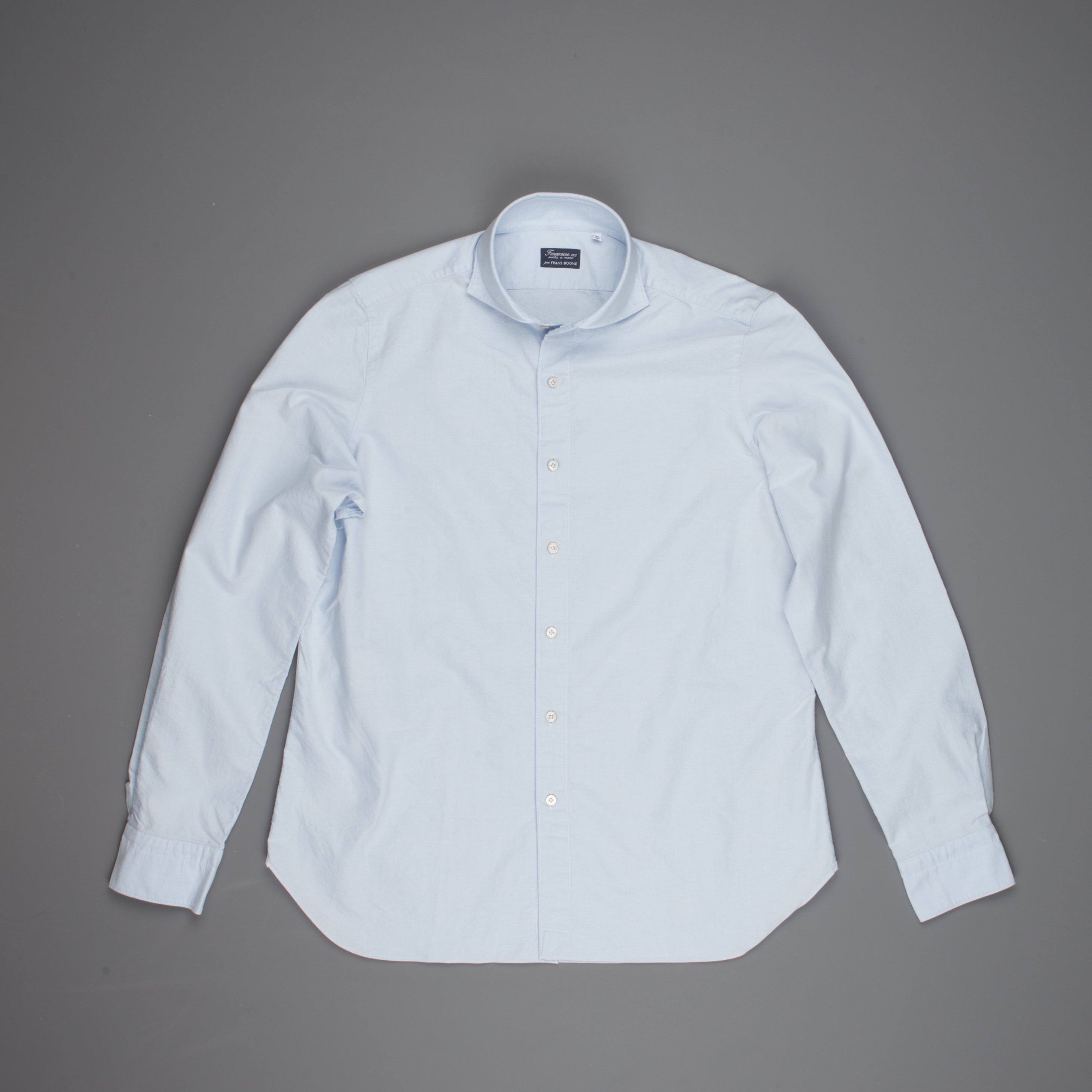 Finamore washed Gaeta shirt Sergio collar brushed oxford blue