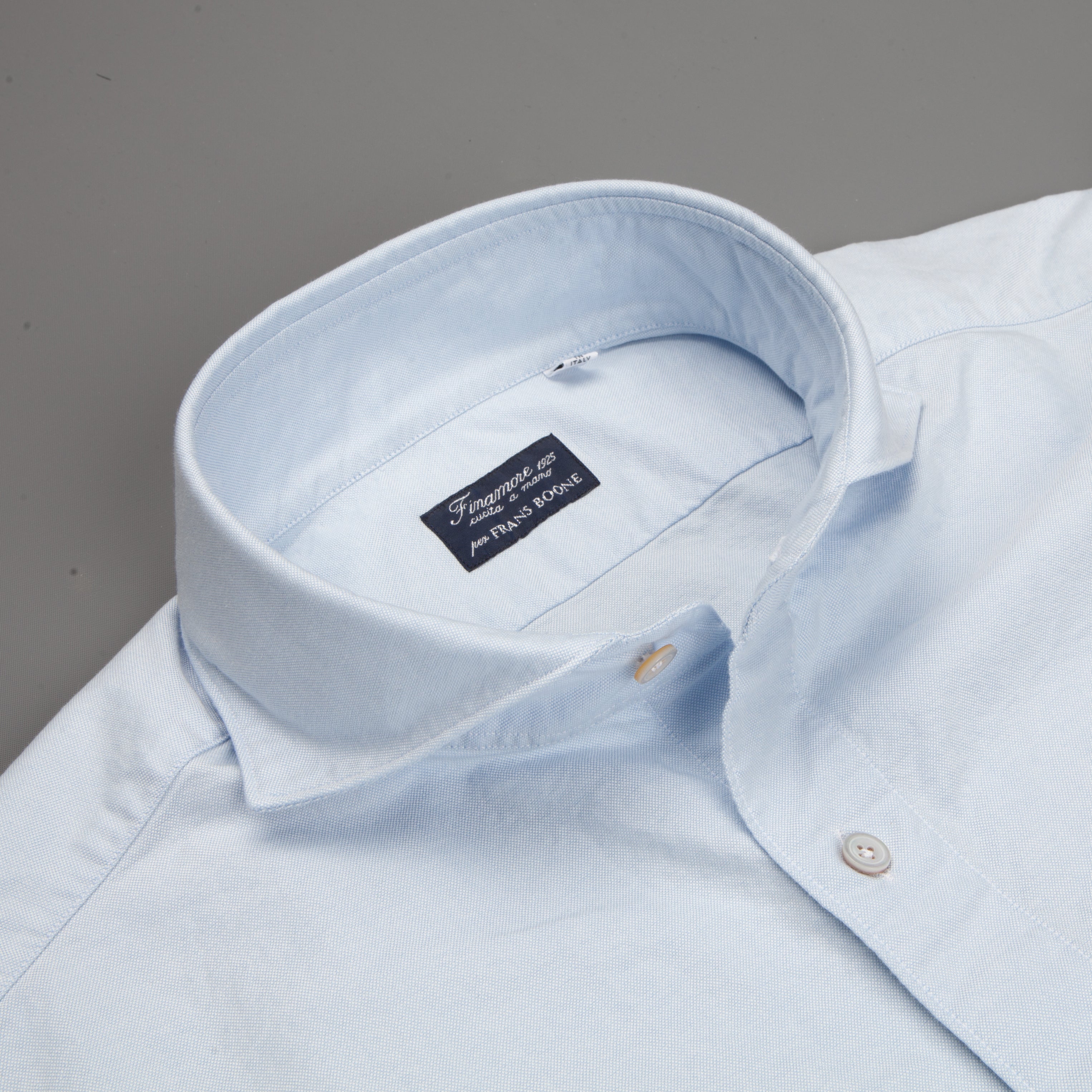 Finamore washed Gaeta shirt Sergio collar brushed oxford blue