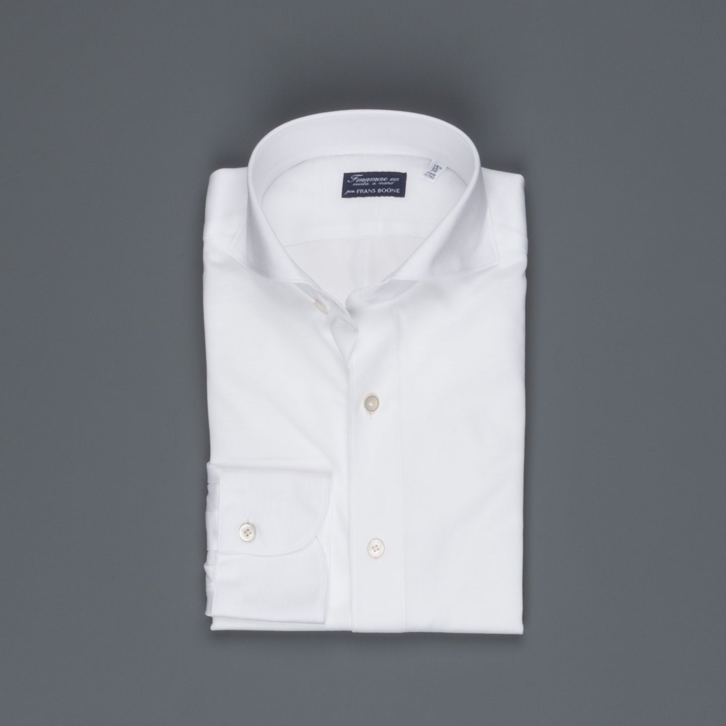 Finamore Toronto shirt Sergio collar in fine jersey pique white