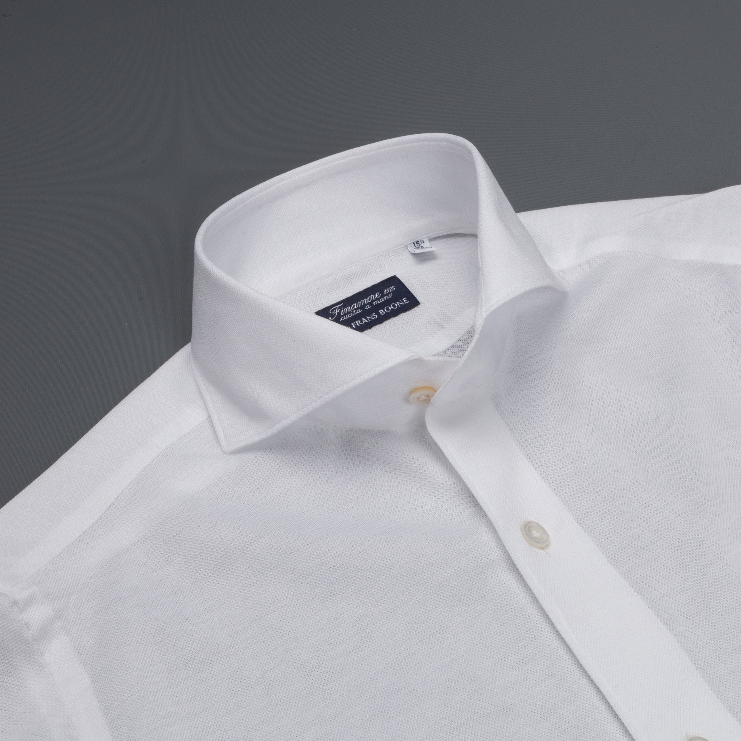 Finamore Toronto shirt Sergio collar in fine jersey pique white