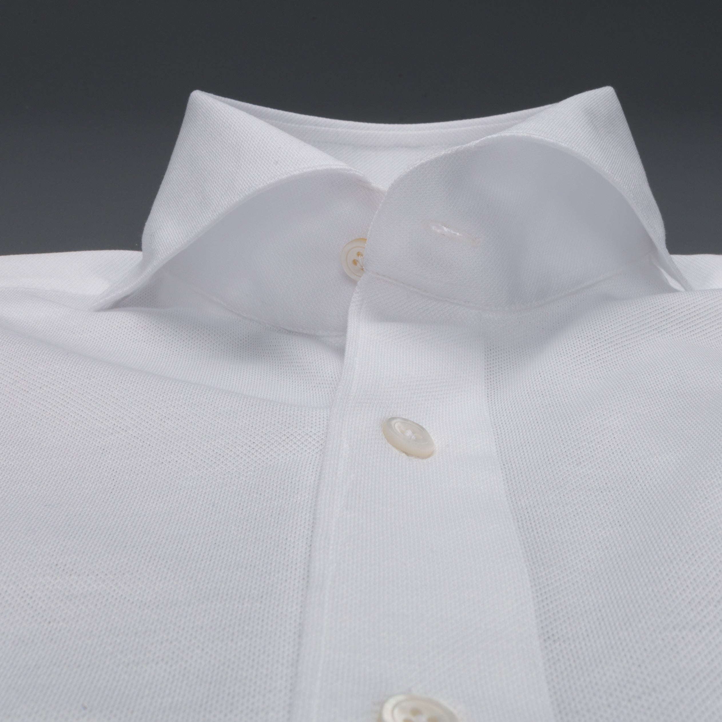 Finamore Toronto shirt Sergio collar in fine jersey pique white