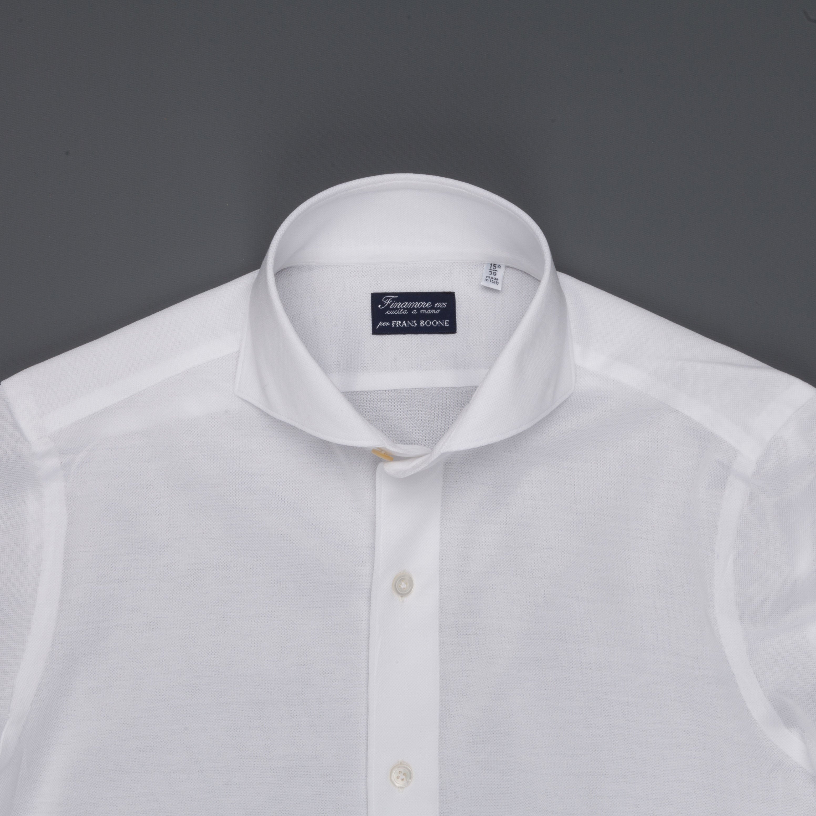 Finamore Toronto shirt Sergio collar in fine jersey pique white