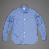 Finamore Napoli shirt Collar Eduardo GIZA 45 dark blue fil à fil
