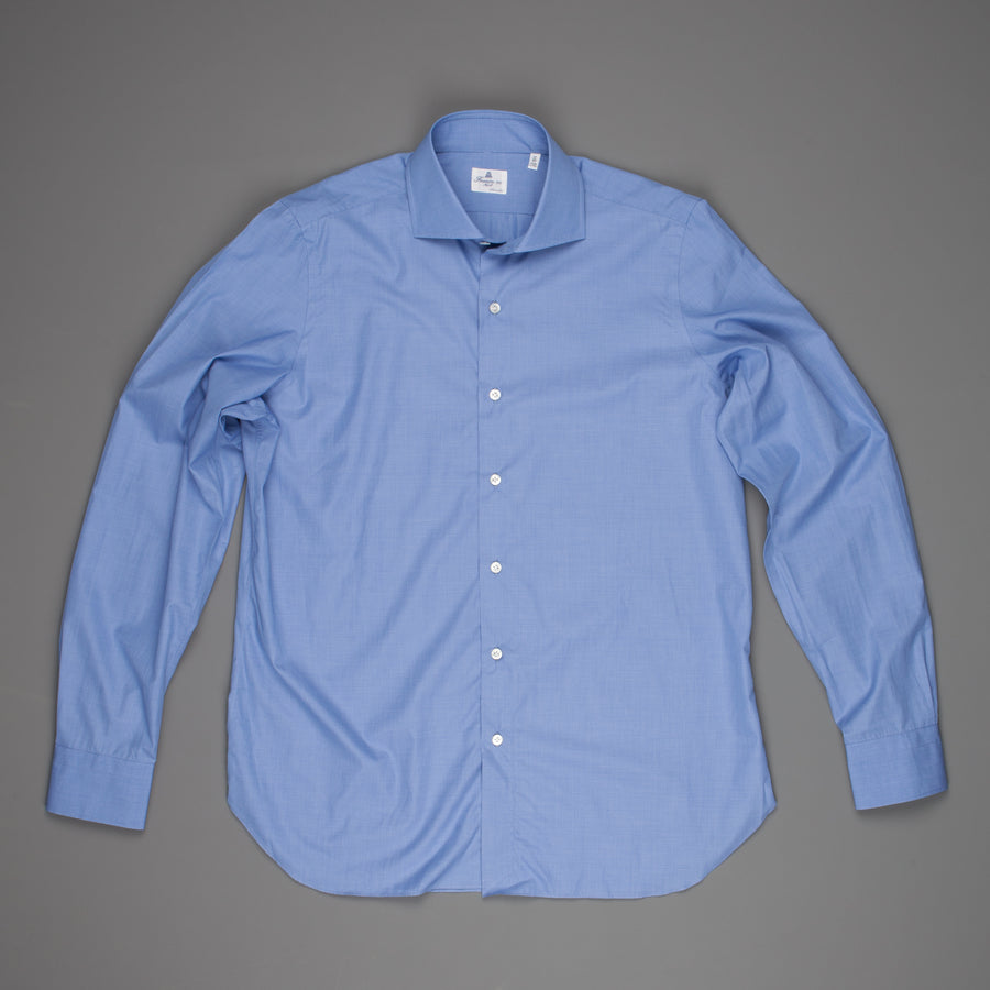 Finamore Napoli shirt Collar Eduardo GIZA 45 dark blue fil à fil