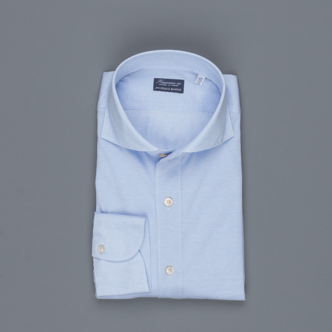 Finamore Ottawa Shirt Sergio Collar Stretch Piquet Blue