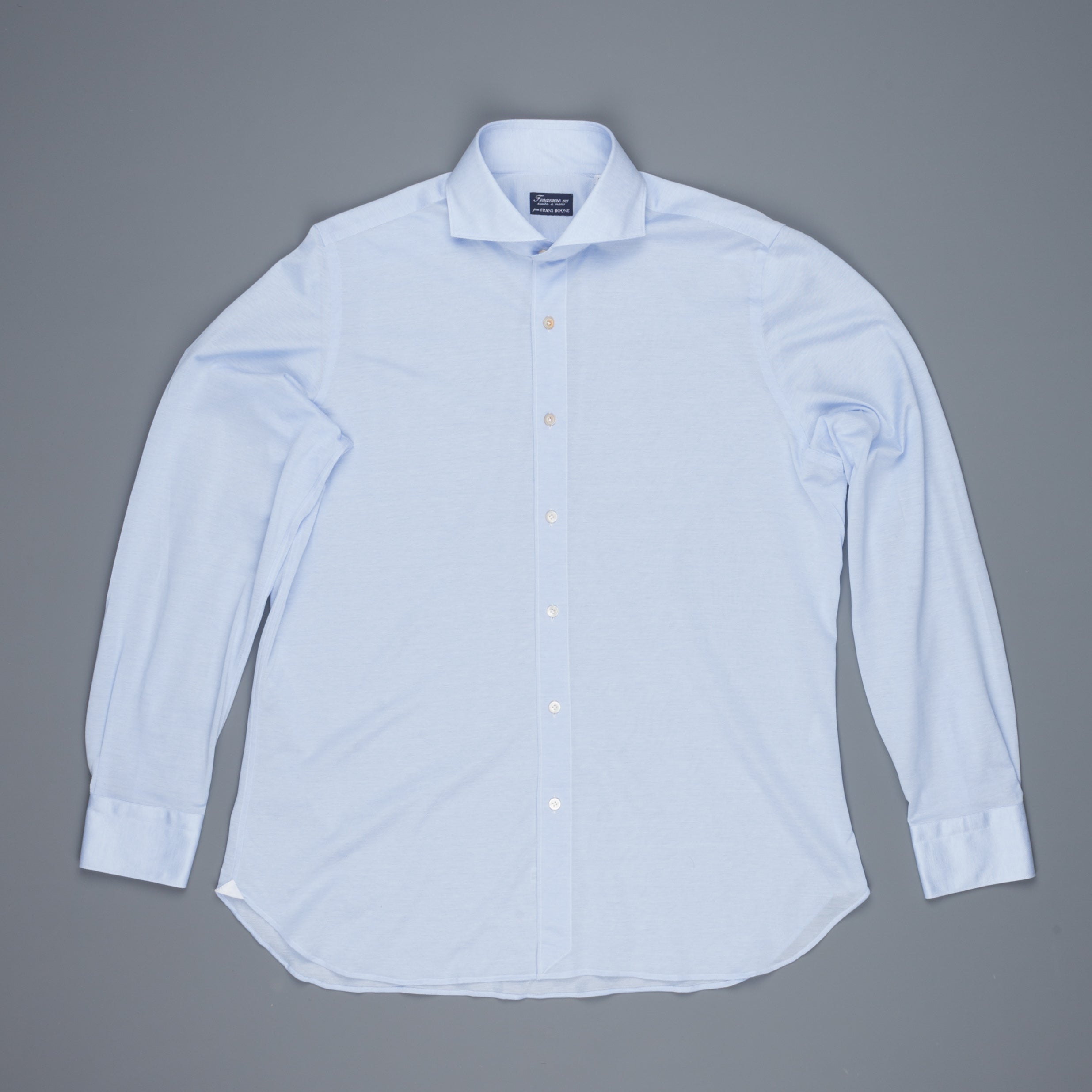 Finamore Ottawa Shirt Sergio Collar Stretch Piquet Blue