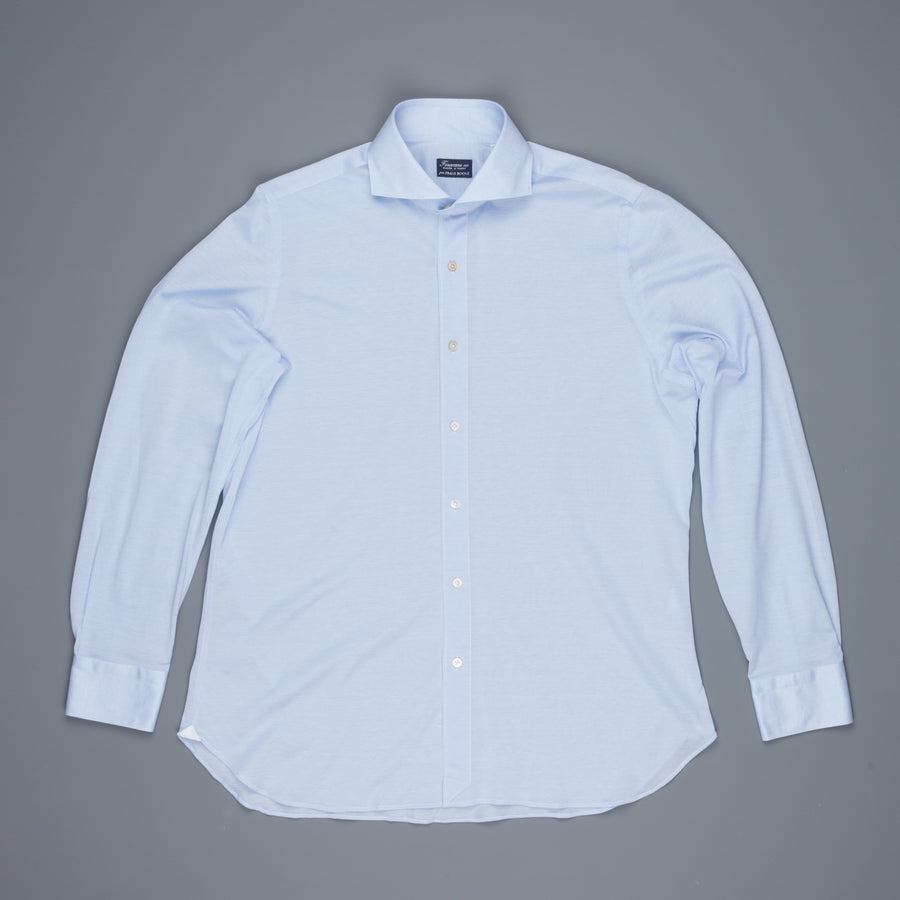 Finamore Ottawa Shirt Sergio Collar Stretch Piquet Blue