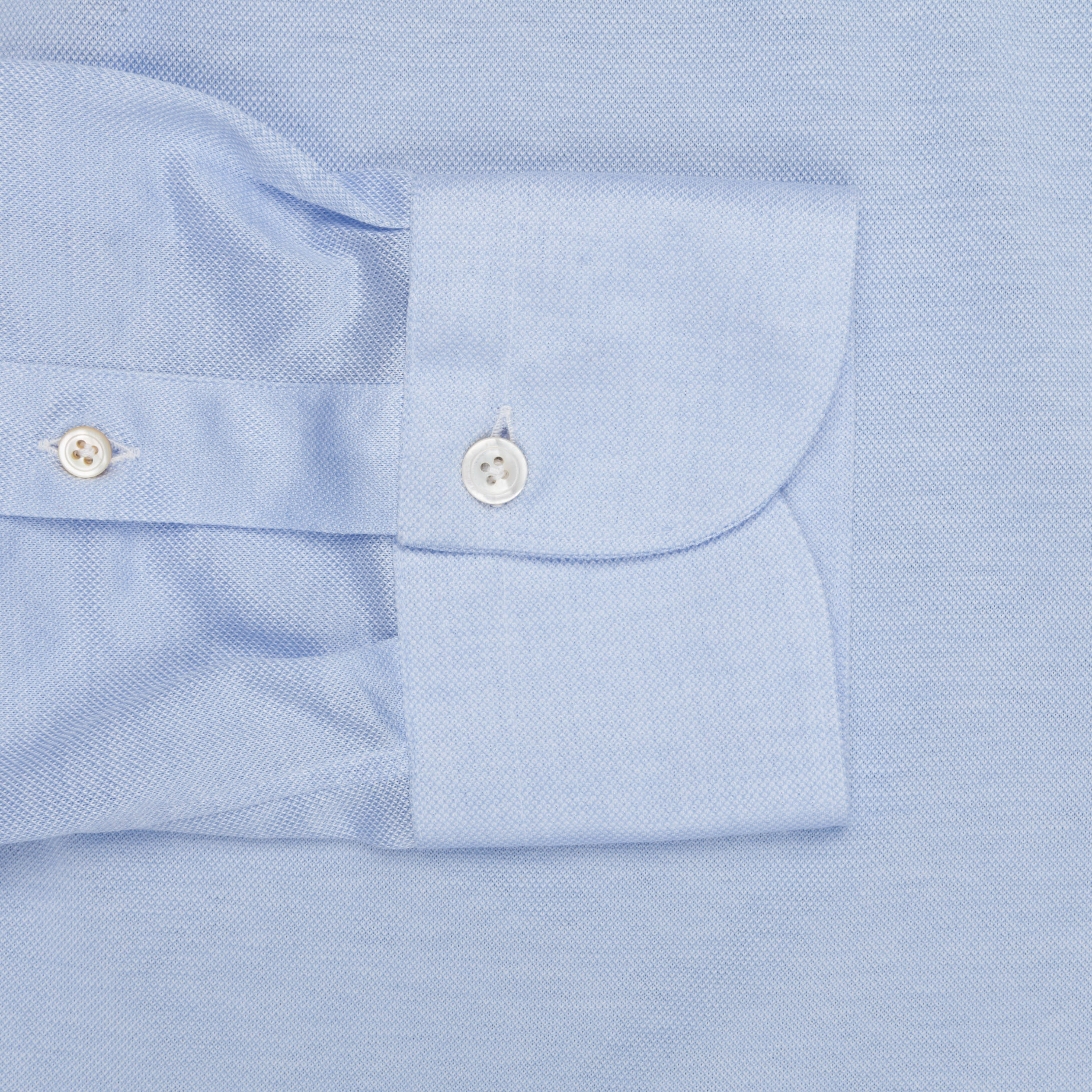 Finamore Ottawa Shirt Sergio Collar Stretch Piquet Blue