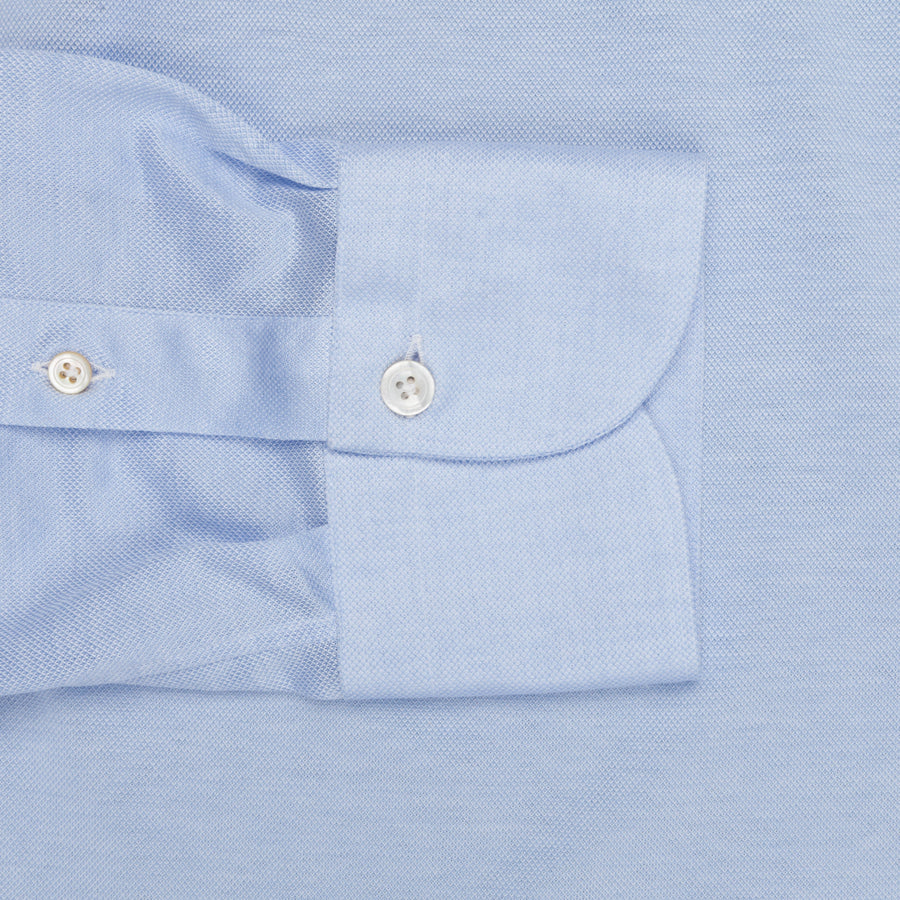 Finamore Ottawa Shirt Sergio Collar Stretch Piquet Blue