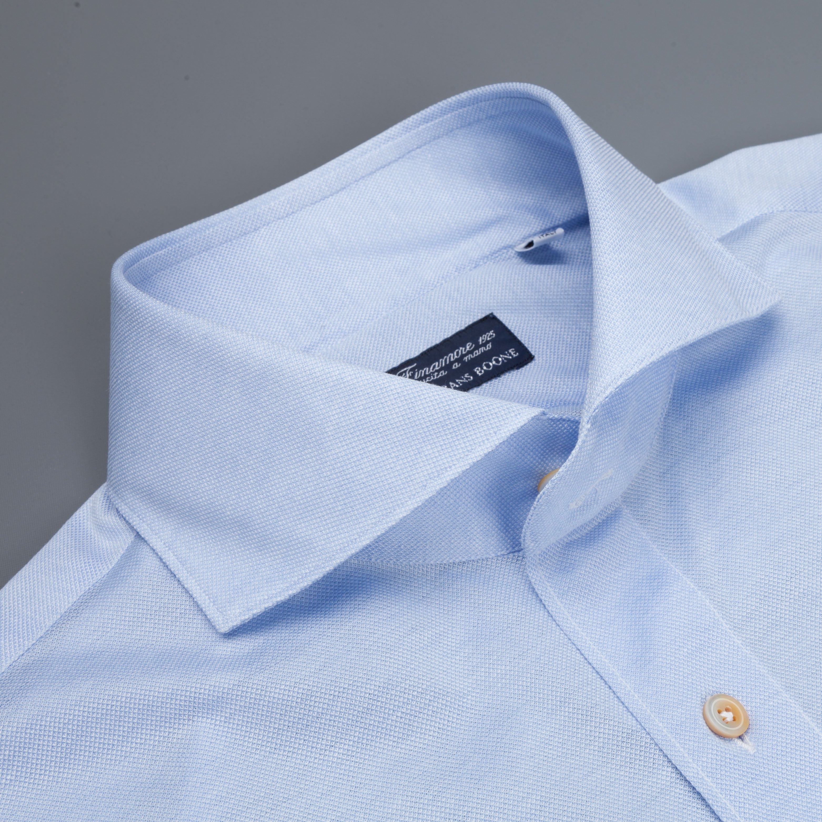 Finamore Ottawa Shirt Sergio Collar Stretch Piquet Blue