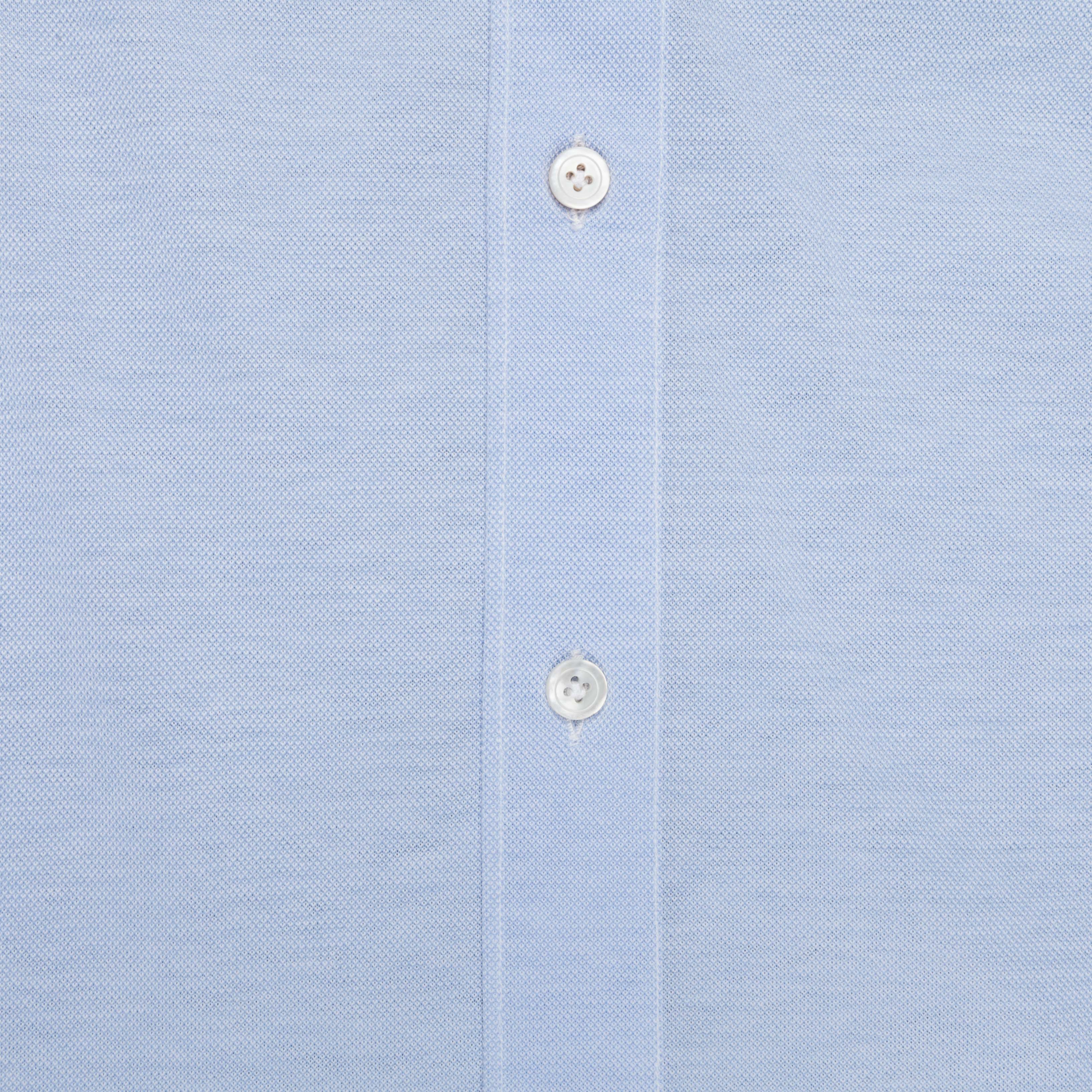 Finamore Ottawa Shirt Sergio Collar Stretch Piquet Blue
