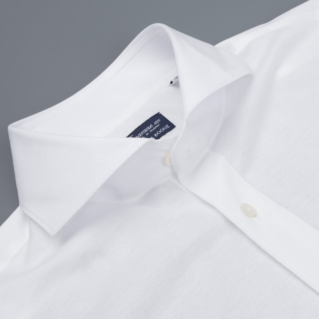 Finamore Ottawa Shirt Sergio Collar Stretch Piquet White