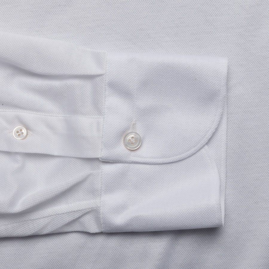 Finamore Ottawa Shirt Sergio Collar Stretch Piquet White