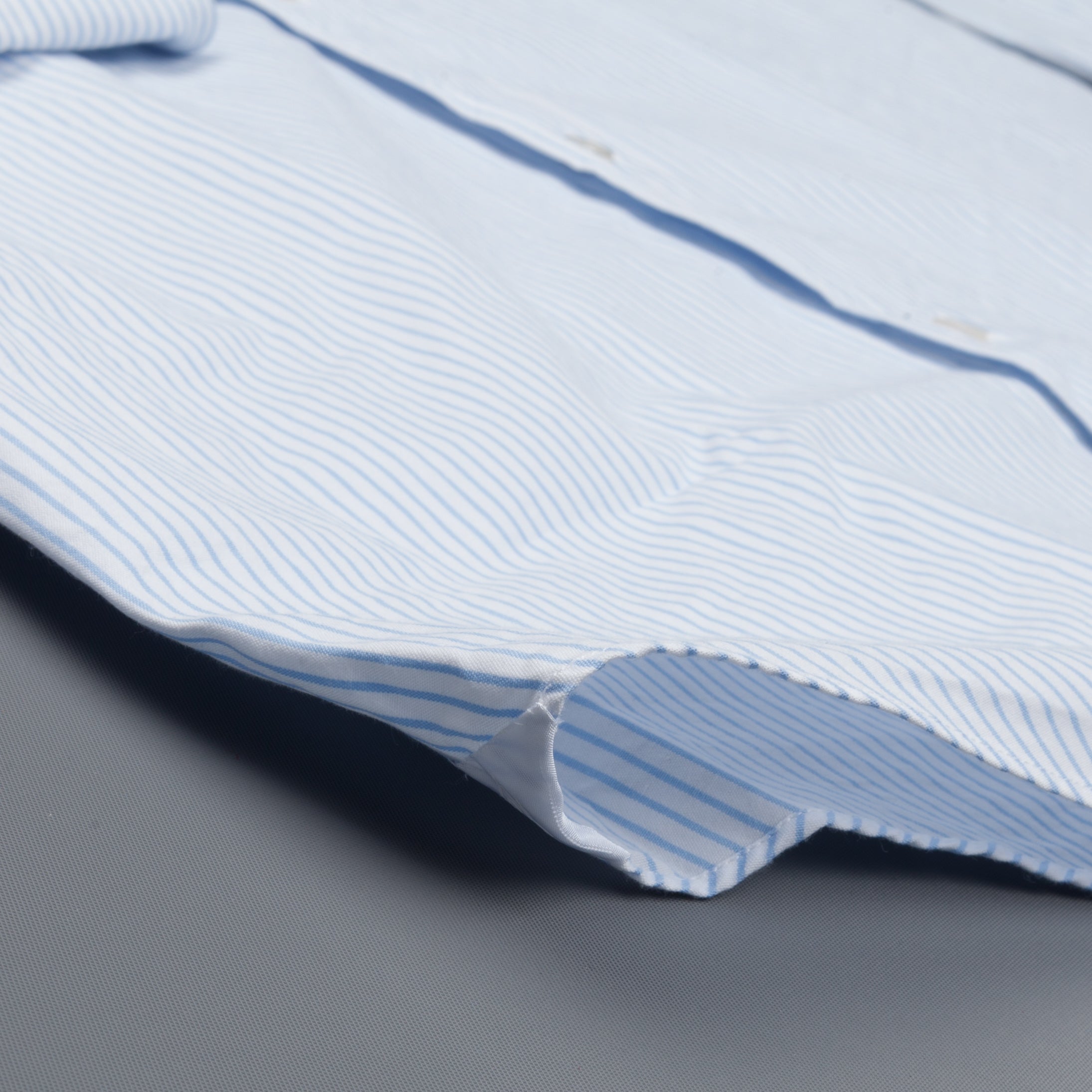 Finamore Tokyo Shirt Sergio Collar Blue Pencil Stripe