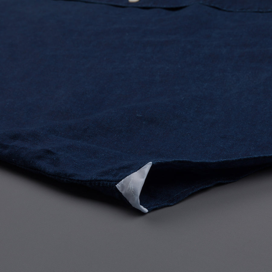 Finamore Gaeta Shirt Sergio Collar linen indigo dyed