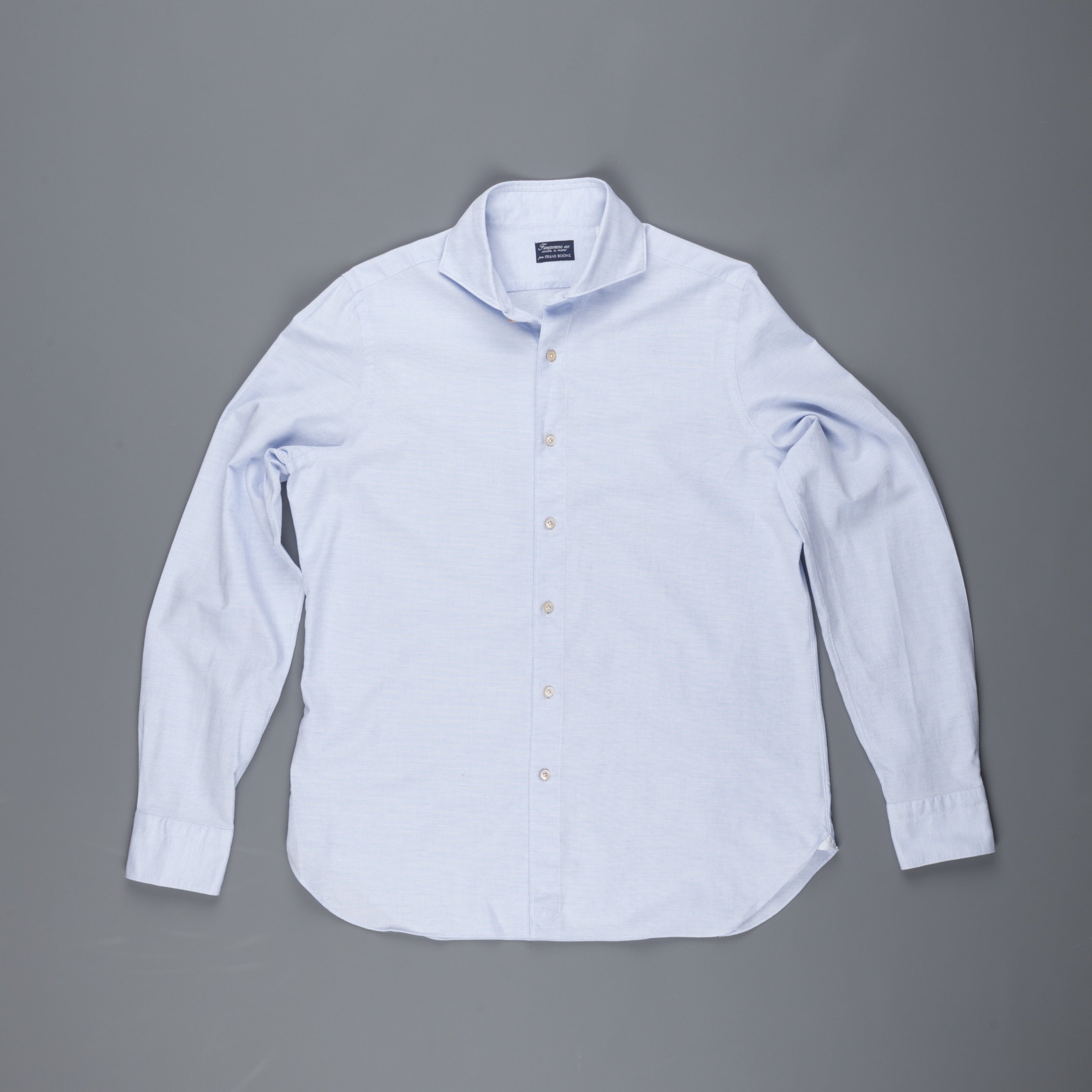 Finamore Gaeta Shirt Sergio Collar Loose Weave Blue