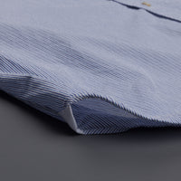 Finamore Gaeta shirt Sergio collar seersucker fine blue navy stripe
