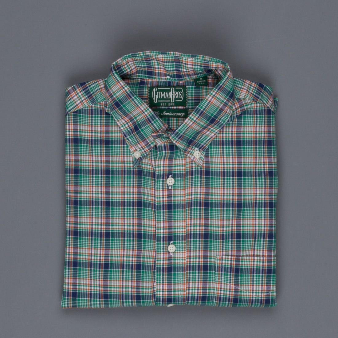 Gitman Vintage Button down shirt green tartan plaid
