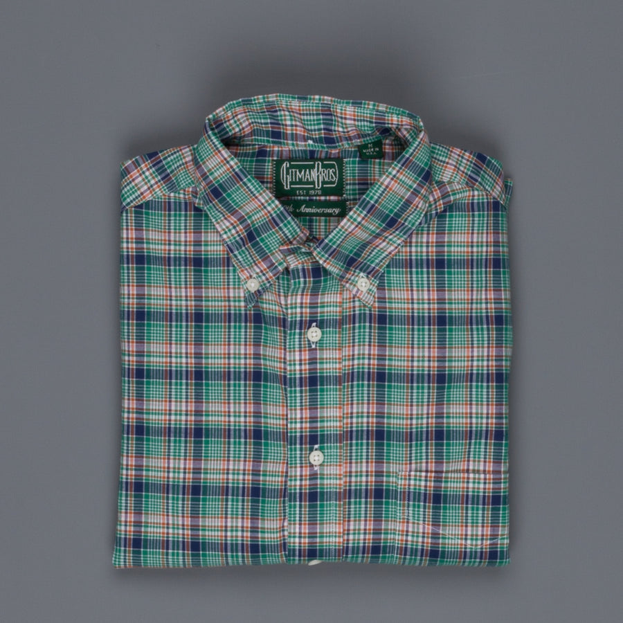 Gitman Vintage Button down shirt green tartan plaid