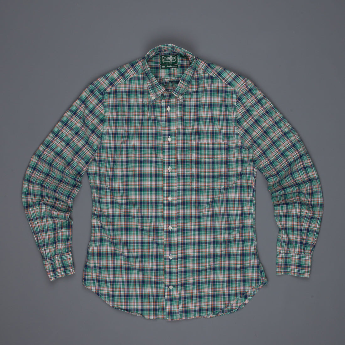 Gitman Vintage Button down shirt green tartan plaid