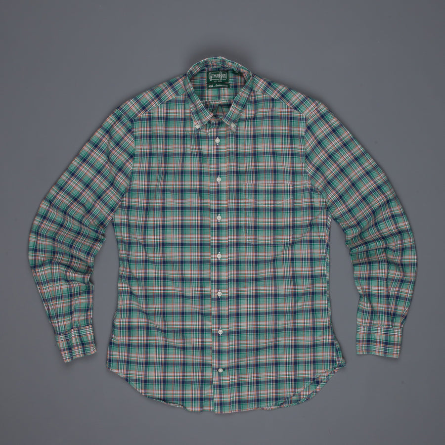 Gitman Vintage Button down shirt green tartan plaid