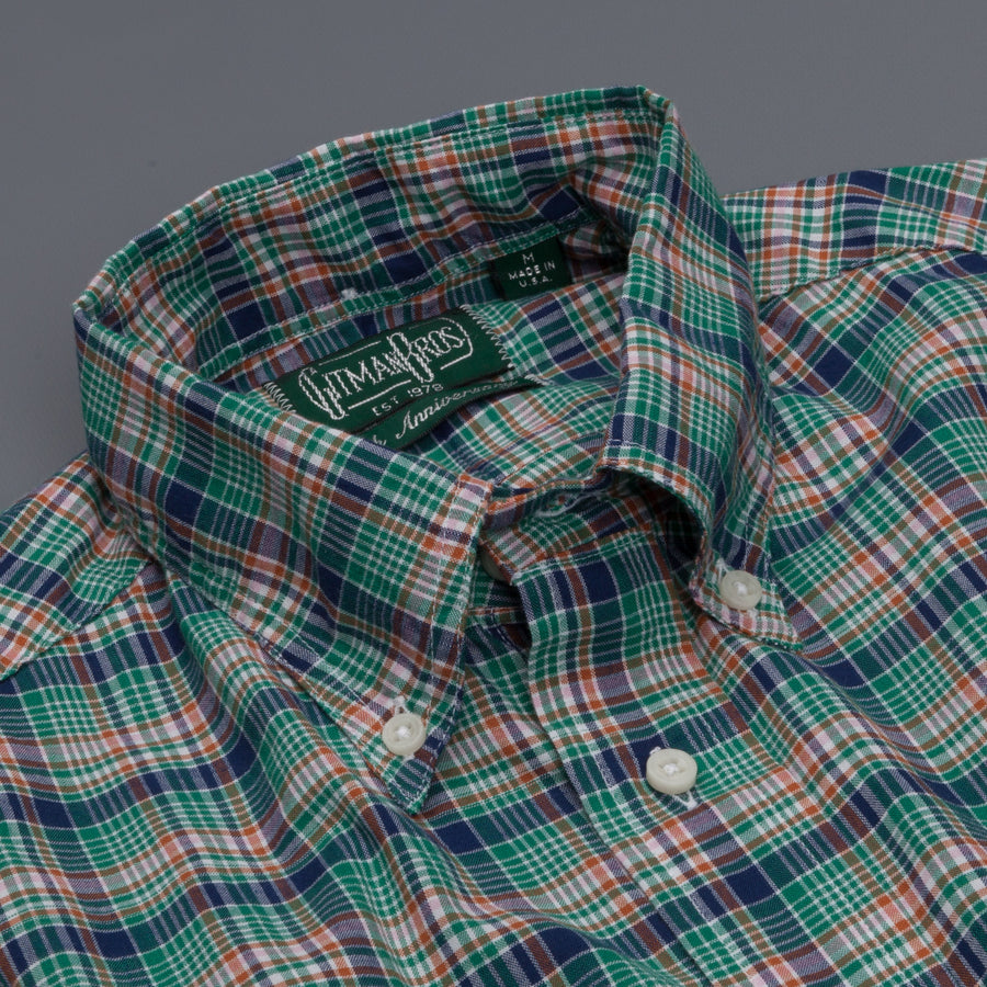 Gitman Vintage Button down shirt green tartan plaid