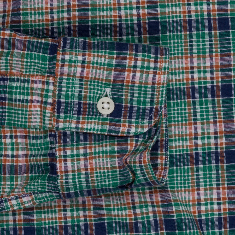 Gitman Vintage Button down shirt green tartan plaid